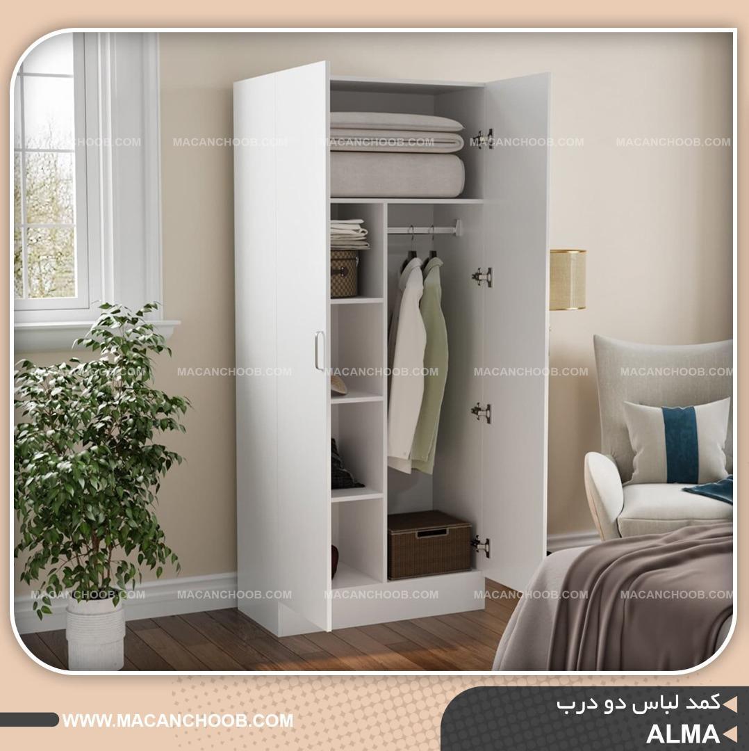 کمد لباس دو درب قفسه بندی شده یخچالی مدل ALMA 