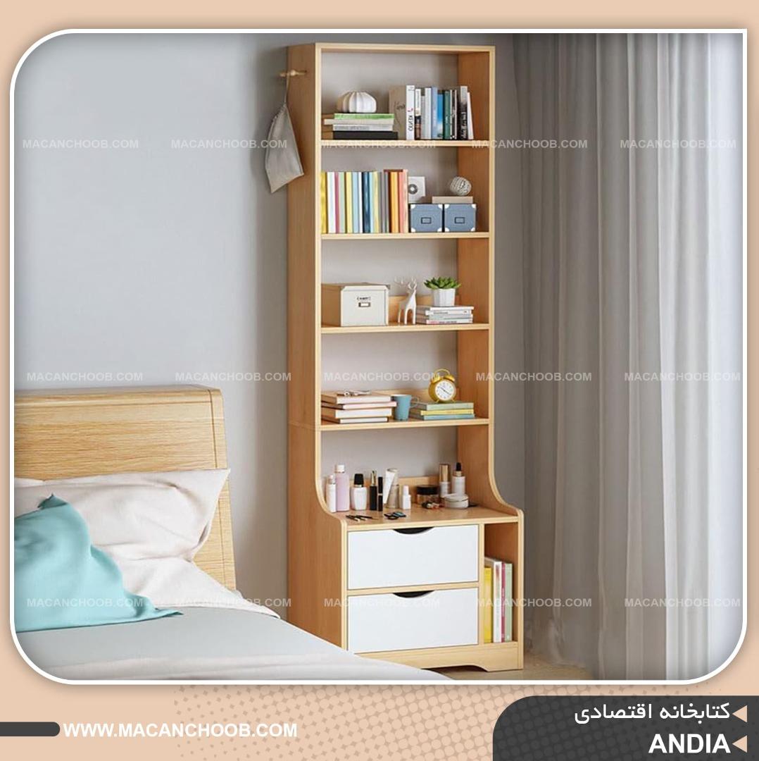 کتابخانه کشو دار لبه کرو شده و قفسه دار مدل  ANDIA