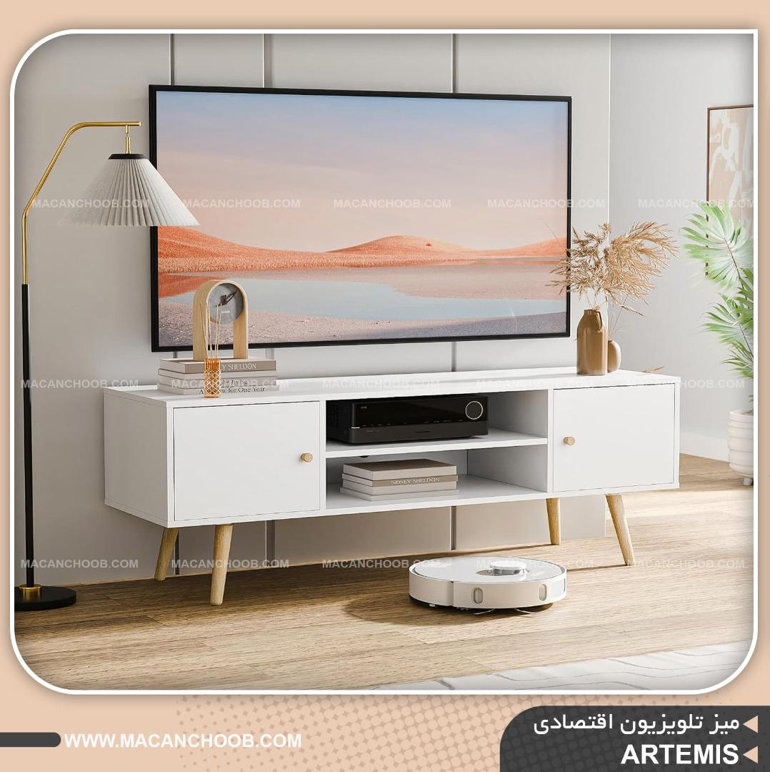 میز تلویزیون پایه مخروطی درب کمدی دار مدل ARTEMIS