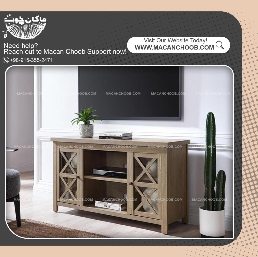 میز تلویزیون چوبی کلاسیک با بدنه تمام سند بلاست شده مدل  CAVALI