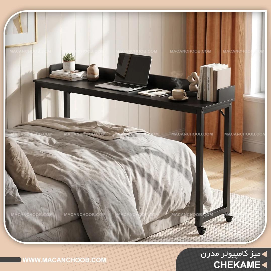میز لب تاپ روتختی چرخ دار پایه فلزی مدل CHEKAME