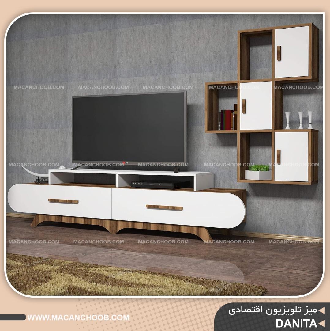 میز تلویزیون پایه CNC شده درب کرو شده استند دار مدل DANITA