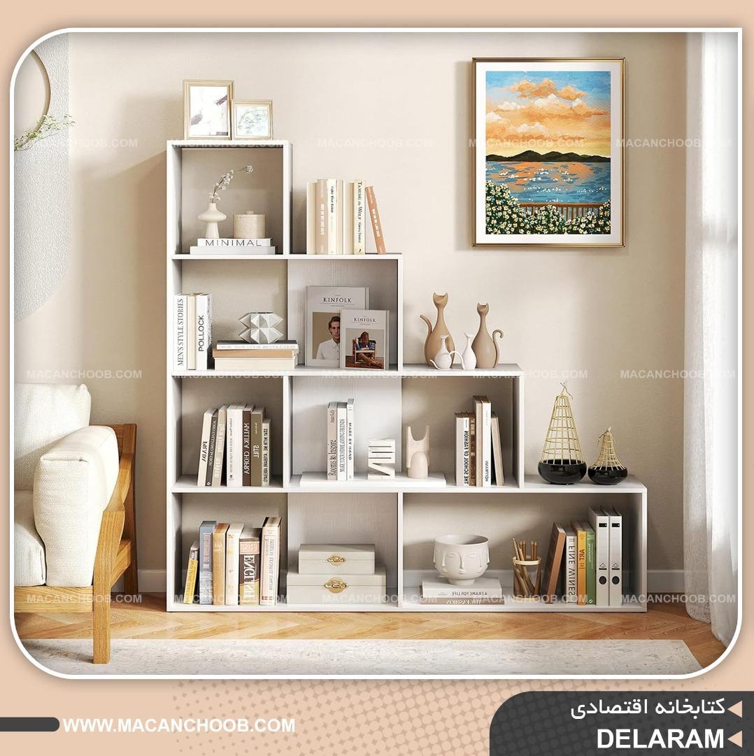 قفسه کتاب پله ای 4 طبقه بهینه شده برای دفاتر خانگی و اتاق مطالعه مدل DELARAM 