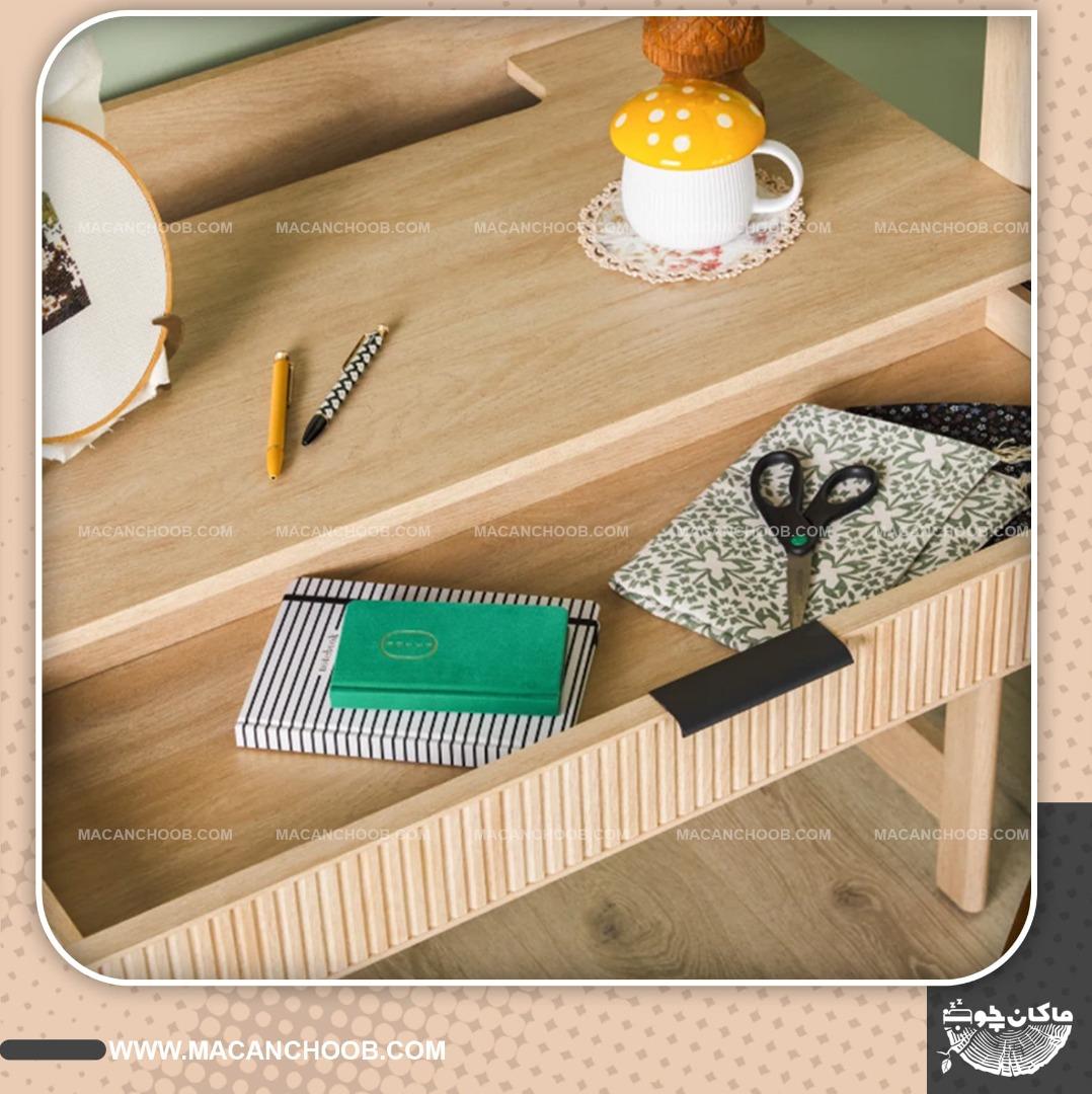 میز تحریر چوبی کتابخانه دار کشو دار و قفسه دار مدل EDRIS