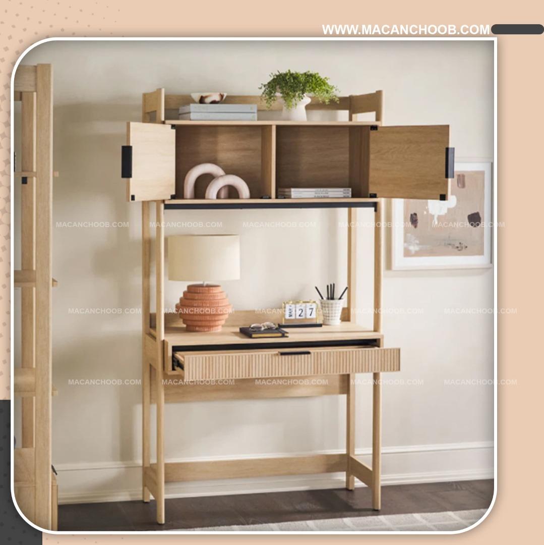 میز تحریر چوبی کتابخانه دار کشو دار و قفسه دار مدل EDRIS