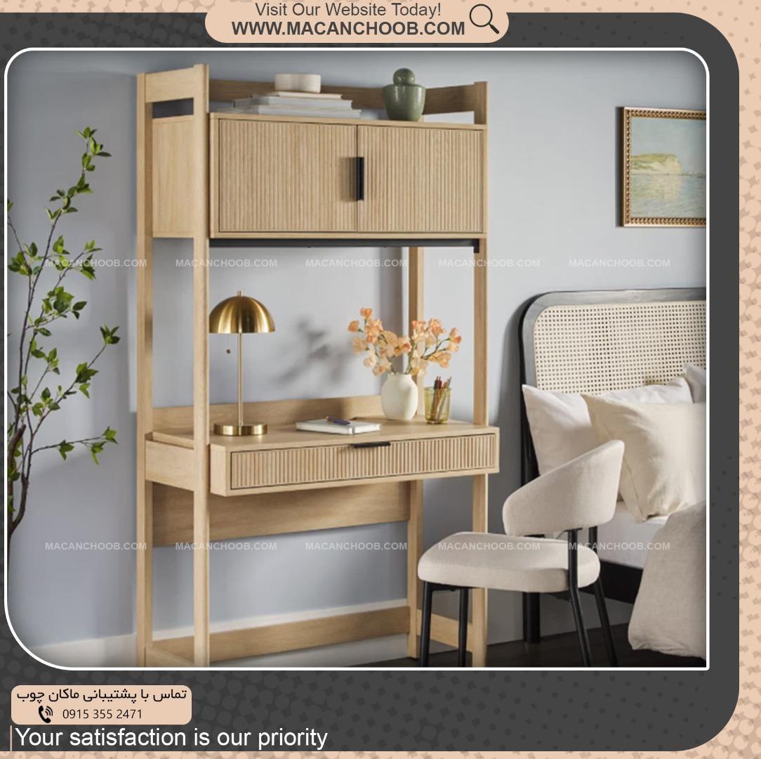میز تحریر چوبی کتابخانه دار کشو دار و قفسه دار مدل EDRIS