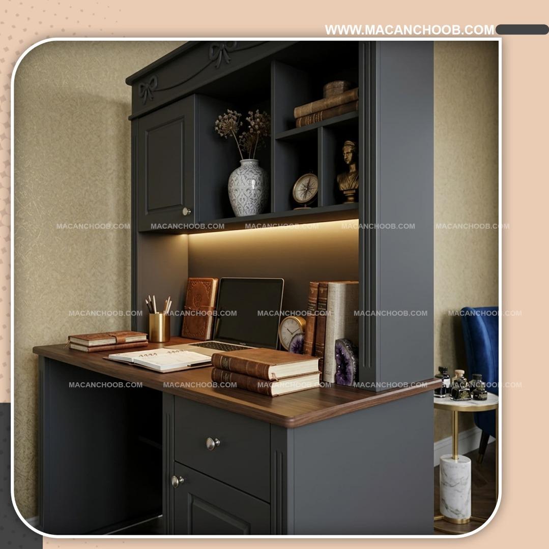 میز تحریر چوبی کتابخانه دار مدل PAPION