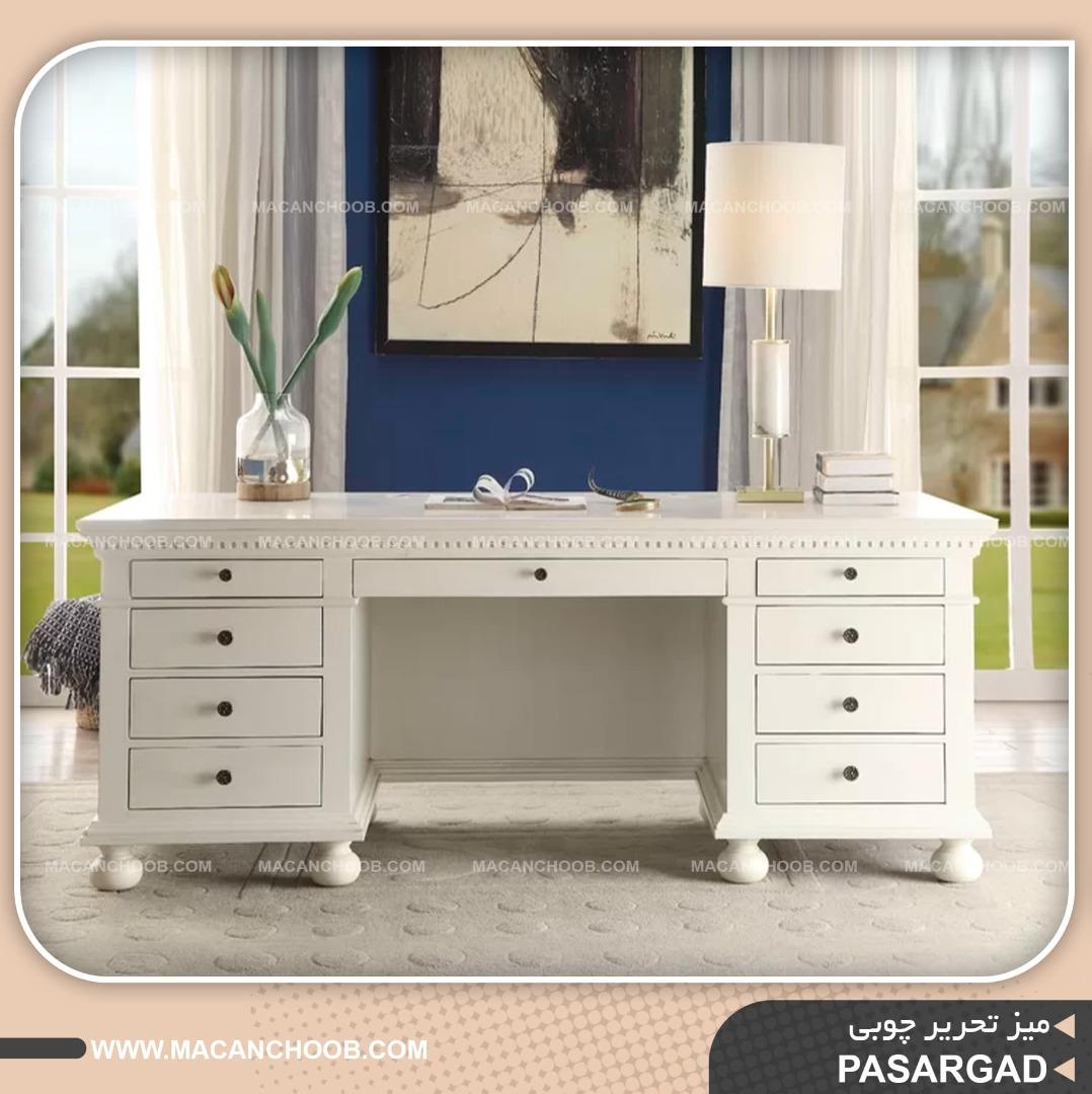 میز تحریر چوبی کشو دار کلاسیک مدل PASARGAD
