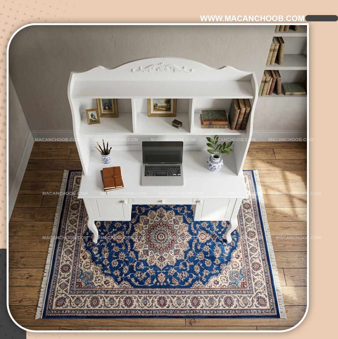 میز تحریر چوبی کتابخانه دار دخترانه کلاسیک مدل RONAK