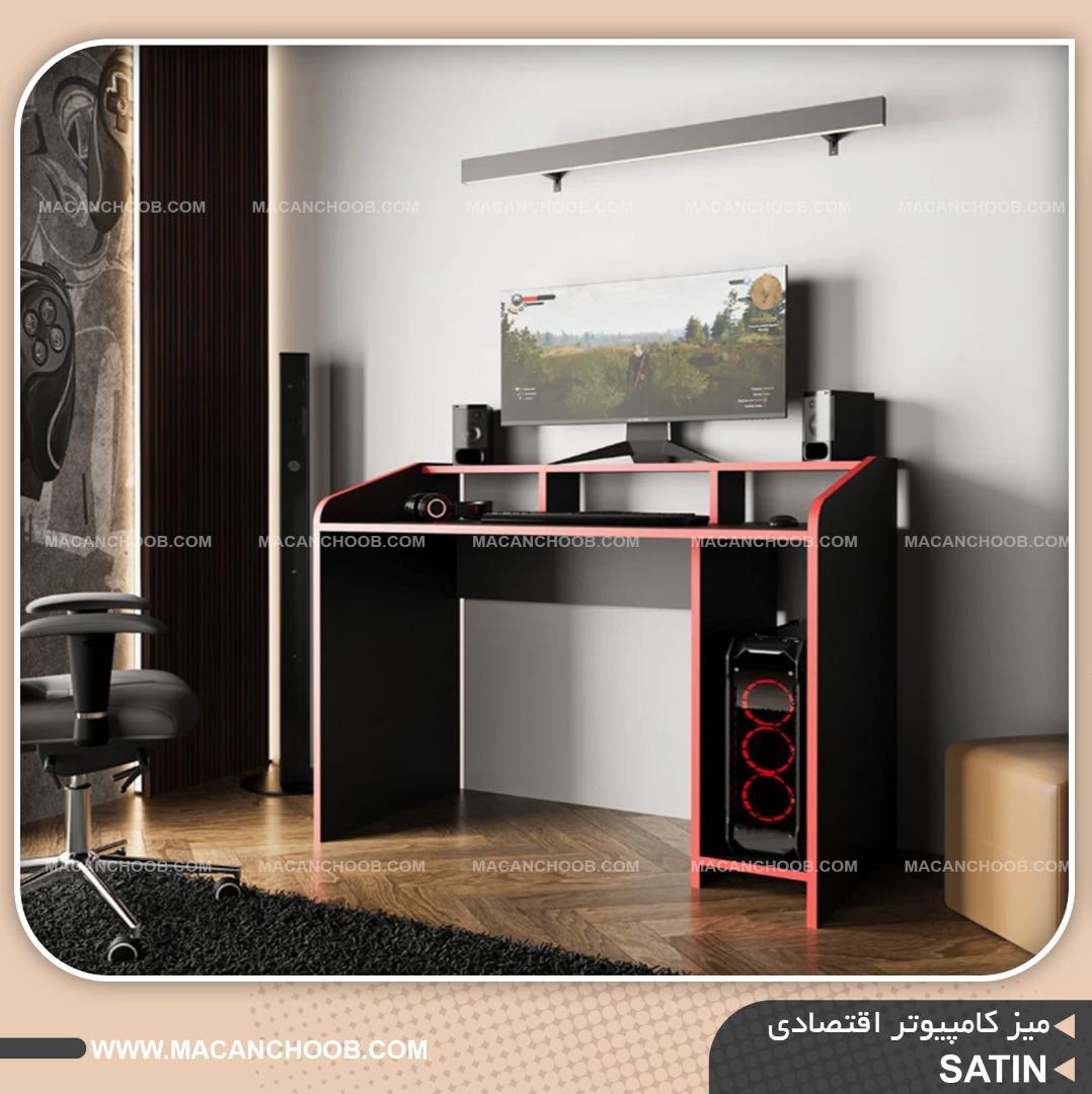 میز کامپیوتر و گیمینگ استند دار مینیمال حاشیه کرو شده مدل SATIN