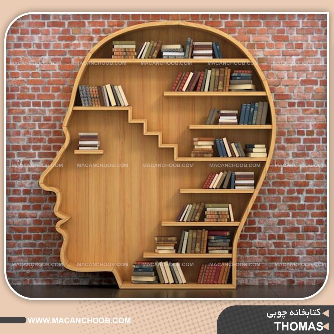 کتابخانه چوبی خراطی شده طرح سر انسان مدل THOMAS